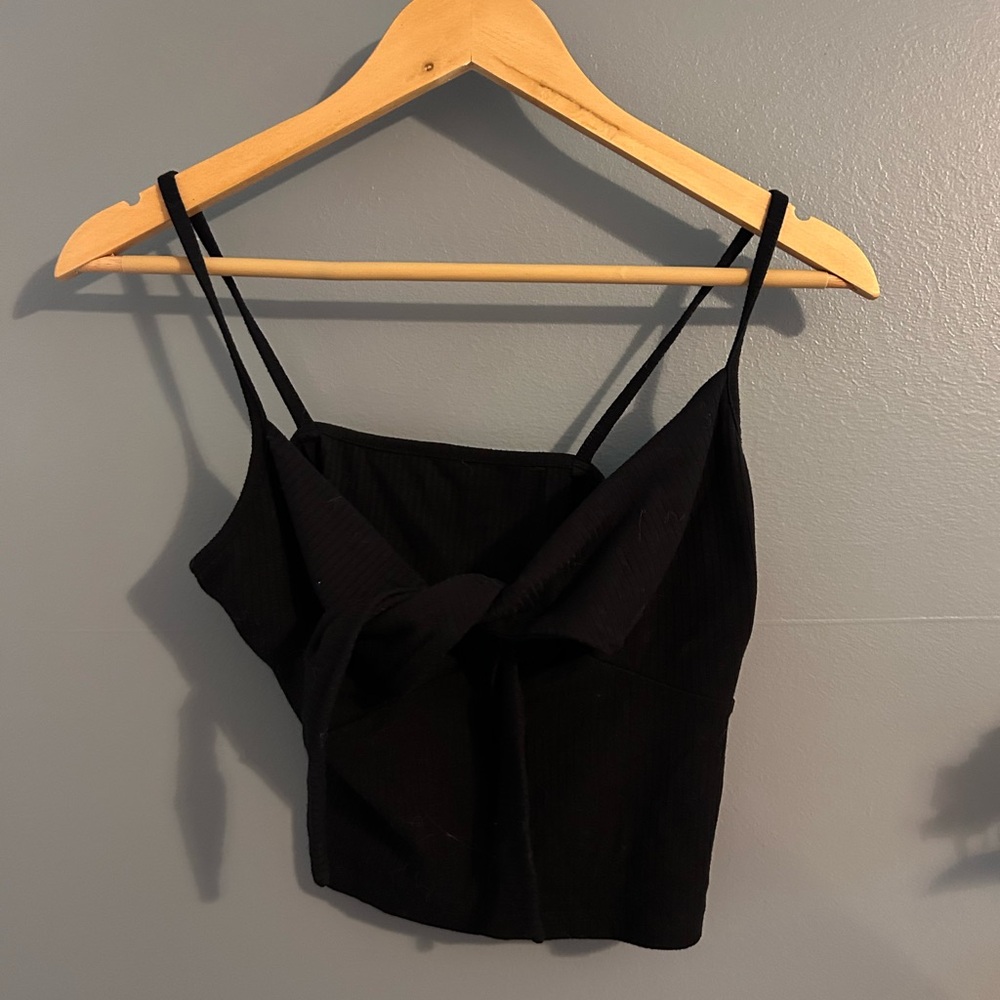 SHEIN Black Tie Front Crop Camisole